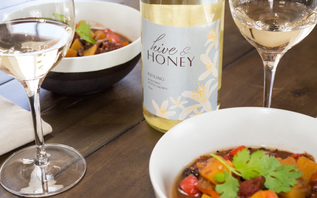 Butternut Squash Chipotle Cocoa Stew with Hive & Honey Riesling
